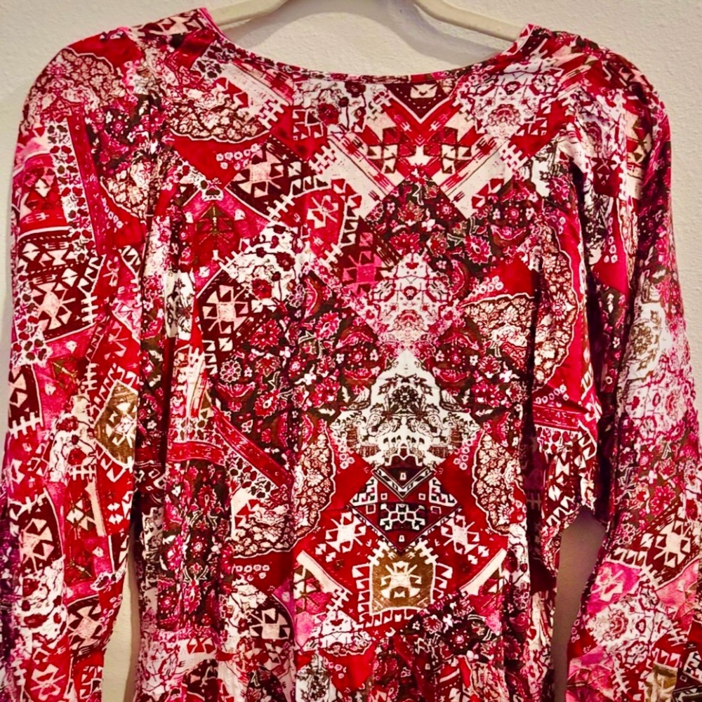 Calvin Klein Mosaic Boho Midi Dress— Size 10 - Picture 7 of 9